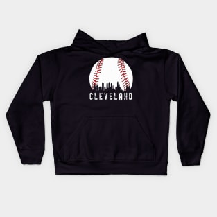 Vintage Cleveland Ohio Downtown Skyline Baseball Kids Hoodie